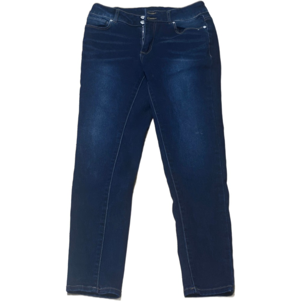 Tahari Womens Dark Wash‎ Skinny Jeans Size 4/27 Double Button Stretch Denim